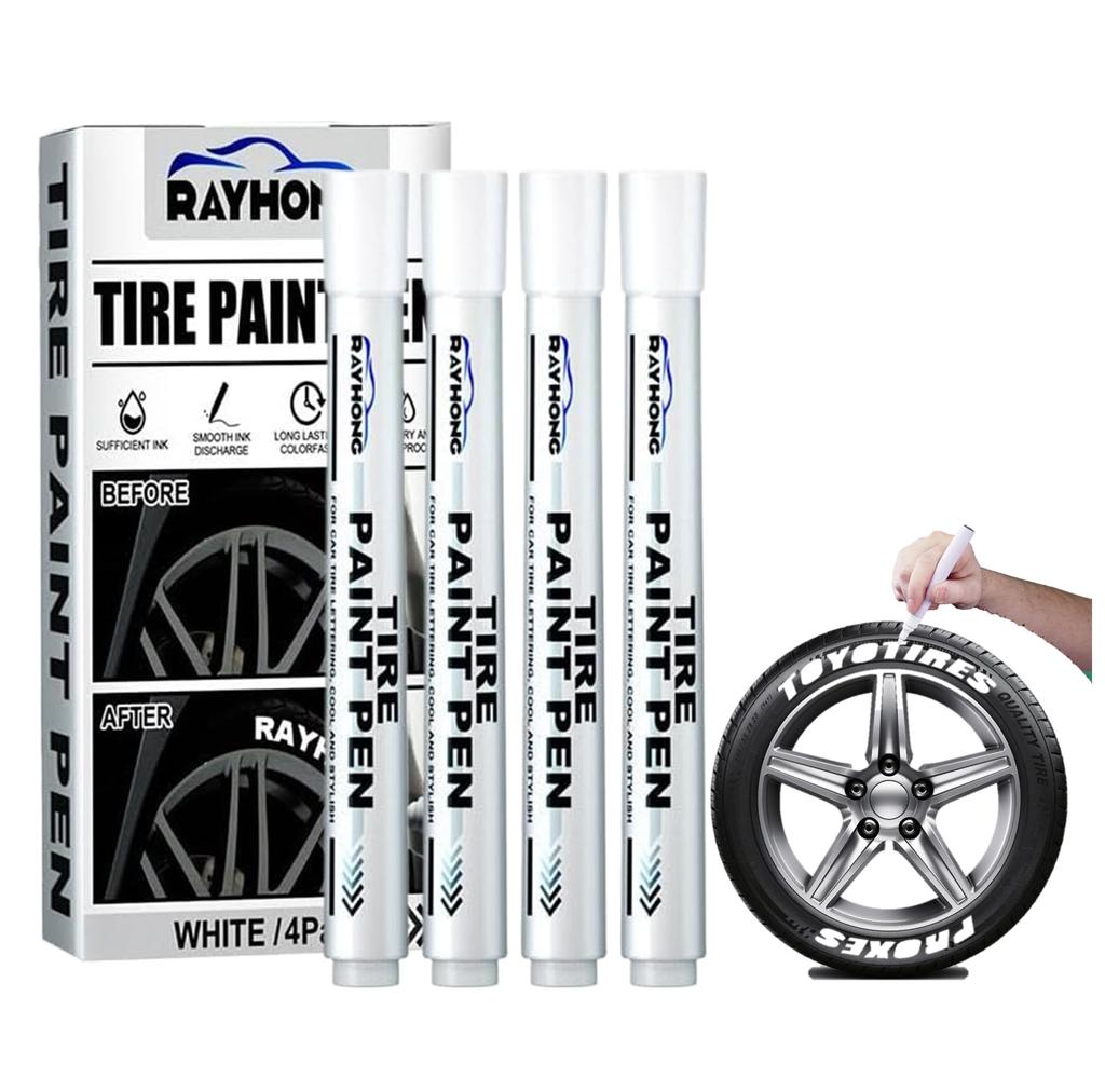 Aninako Tire Pen, 4 Pcs Car , White Letter Pen, Automotive Repair Pen,