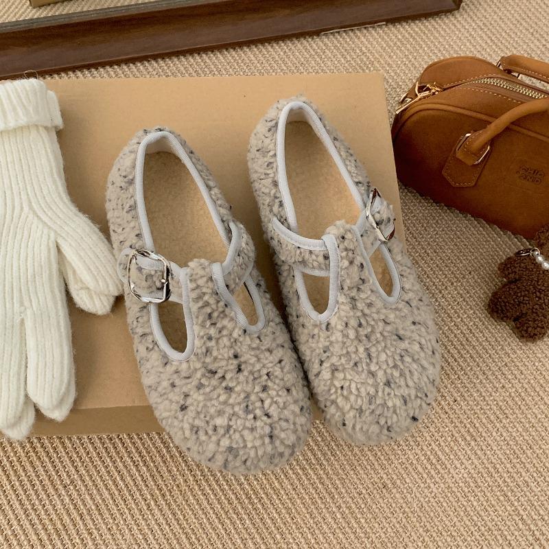 

Fashion Women Fur Lining Flats Shoes Concise Shallow Soft Sole Dress Shoes Comfortable Female Slip On Loafer Shoes 35