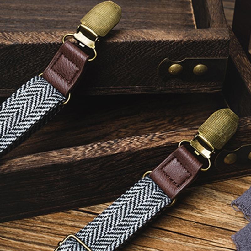 Antislip Suspenders for Men with Secure Strong 3 Clip Attachment Formal Pants Elastic Brace for Business Meeting