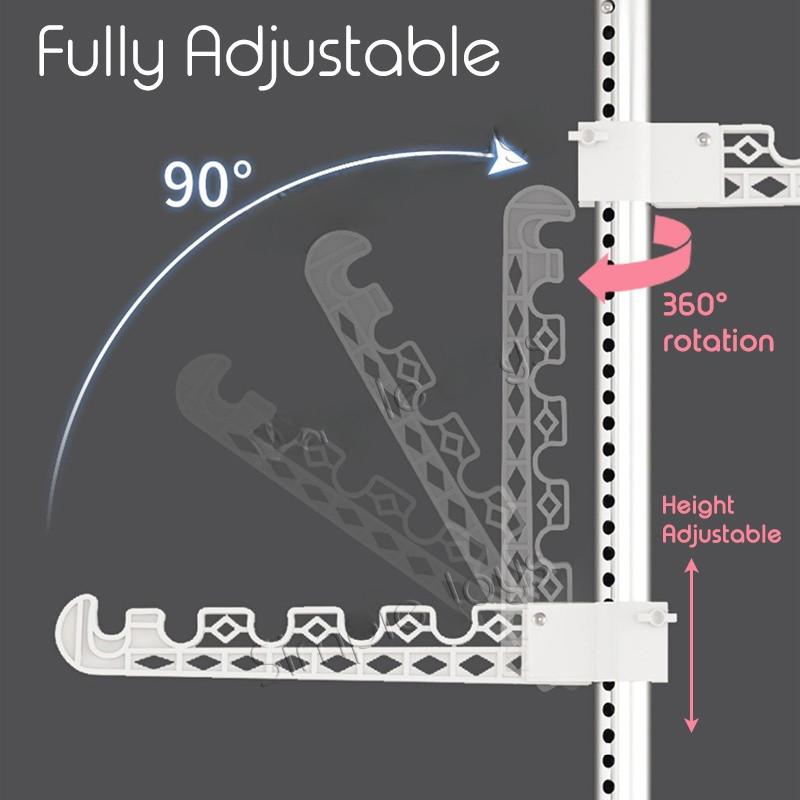 Adjustable Clothes Drying Hanger Rack with Floor To Ceiling Tension Pole High Capacity Laundry Pole Hanger