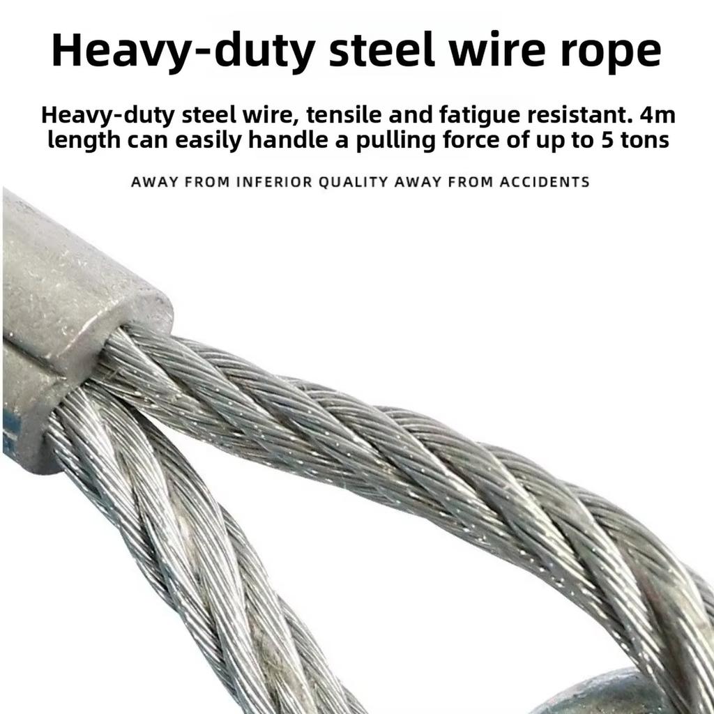 Heavy-Duty Tow Strap Steel Wire Towing Strap Car Supplies - High Tensile Strength For Truck Boats Motorcycles