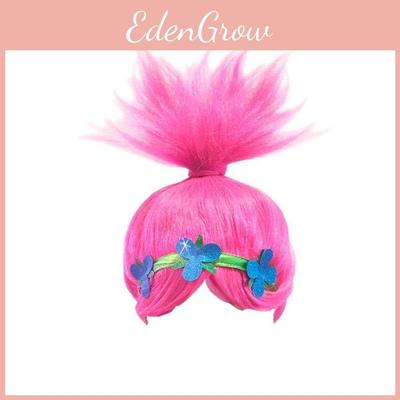 Kids Troll Style Festival Party Wig For Cartoon Cosplay With Pink Headpiece Cap