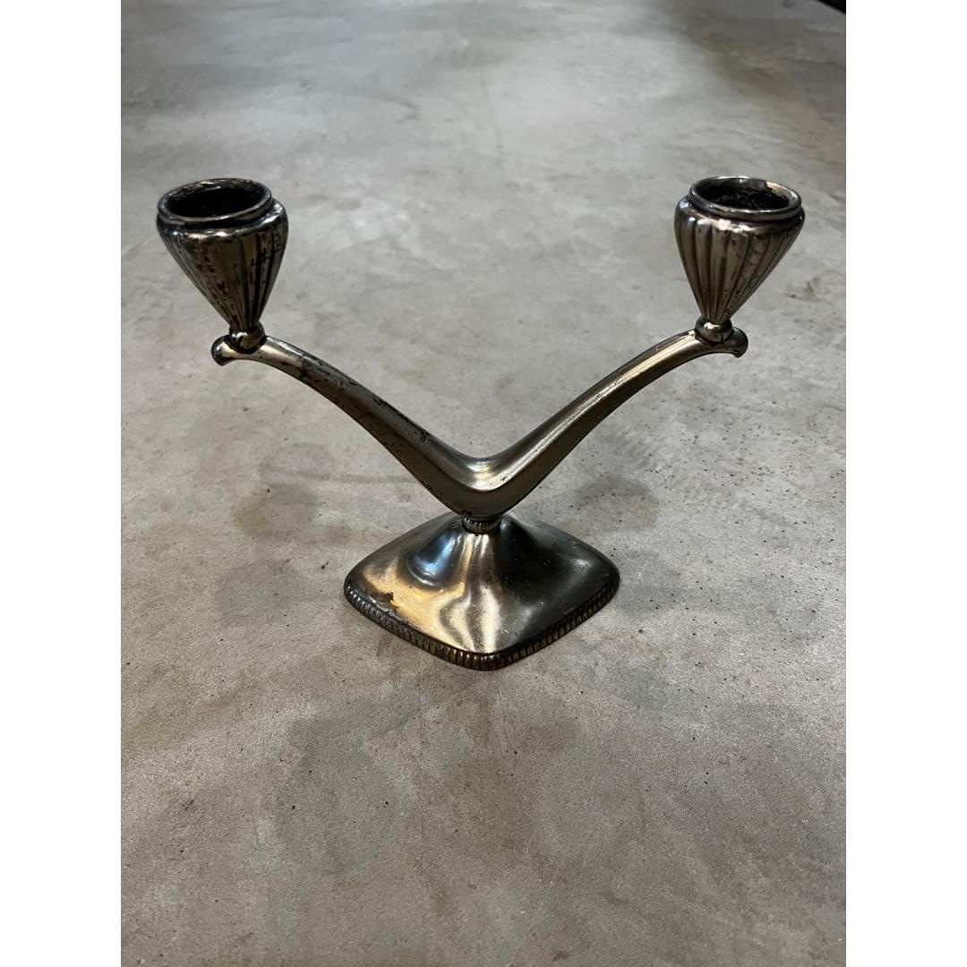 Used Art Deco 2-Light Candle Stand LWM Engraved Shipping Included