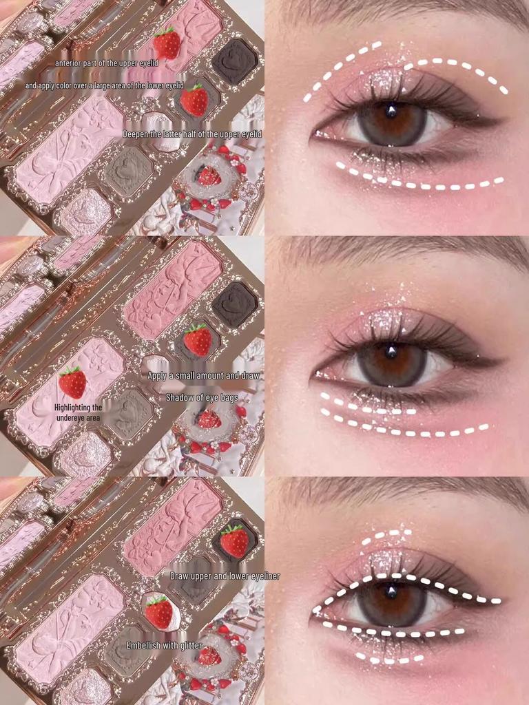 Flower Knows Strawberry Kewpie Paletka očních stínů, tvářenky, rozjasňovače a konturovacího pudru