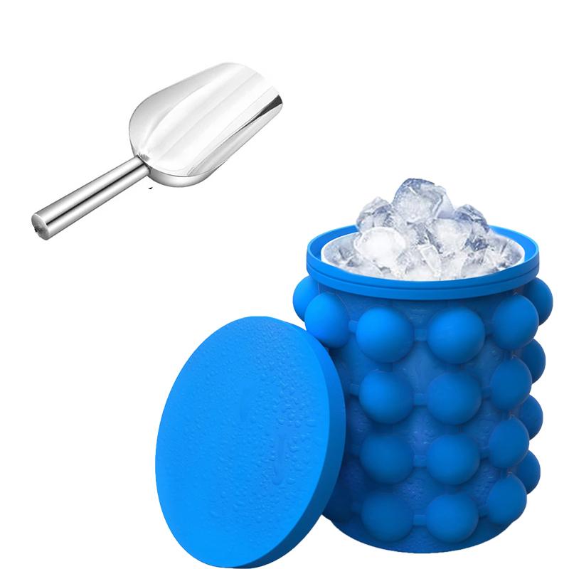 

2 in 1 Silicone Ice Bucket Ice Cup with Lid Press Type Easy-Release Ice Cube Maker for Frozen Cocktail Whiskey Beverages