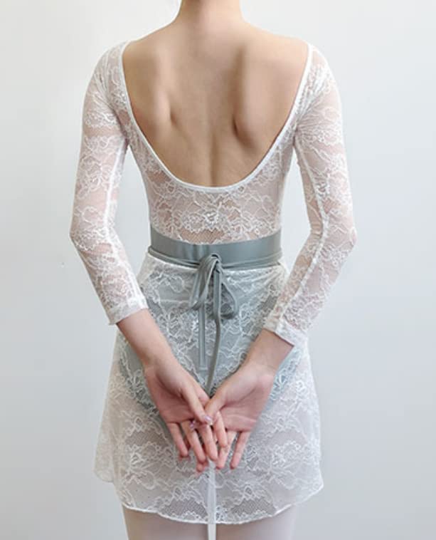 ProDance Long Lace Ballet Leotard In 4 Colors Gray Women's (PLL016B) (XXL, Set)