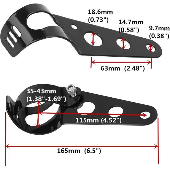 Anki HappiGo ANKIA Universal 33mm-43mm Metal Motorcycle Modified Headlight Mount Brackets Clamp Fork Ear for Motorcycle Chopper Cafe Racer (Black)