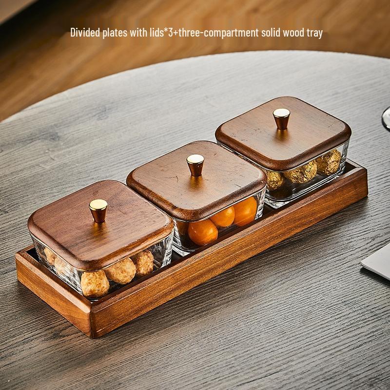 HANDUNYOU Square Ceramic 3-Compartment Serving Set
