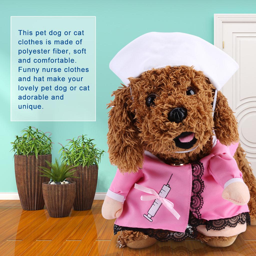 Funny Pet Puppy Dog Cat Outfit Cosplay Nurse Clothes Christmas Halloween Theme Party Costume