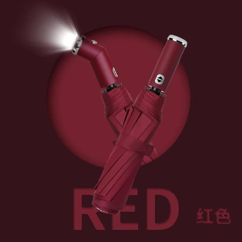 New LEDFlashlight Automatic Umbrella Dual-purpose Multi-functional Night High-intensity Windproof and Sun-proof Folding Umbrella