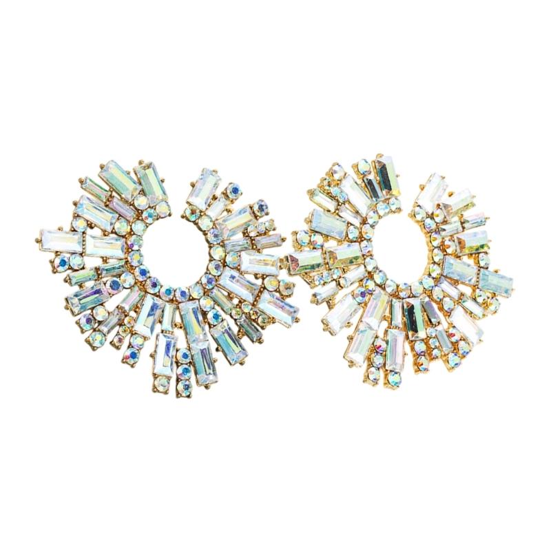 

Stylish Sunflower Dangle Earrings Multicolor Crystals Studs Fashion Jewelry Gift For Her