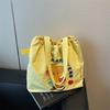 Large Capacity Cloth Bag Women's New Summer Versatile Shoulder Bag Cute Drawstring College Student Class Tote Bag