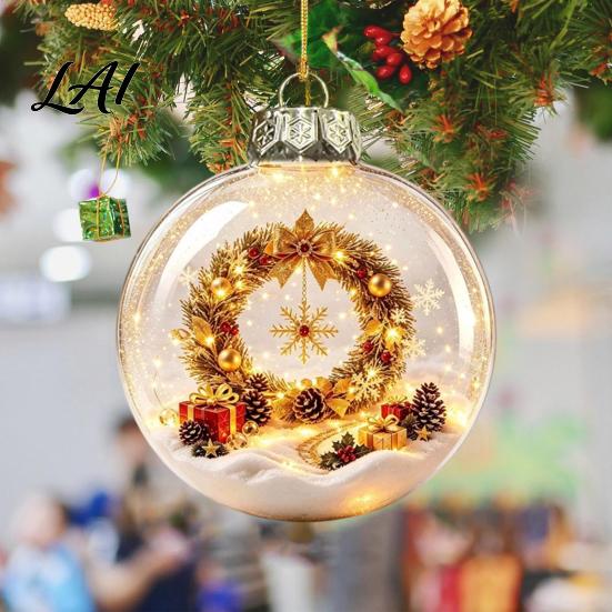 Luminous Holiday Tree Decorations Light Up Christmas Ball Ornaments Glowing Scene Xmas Hanging Decoration Clear Coordinated Layout Ornaments Acrylic