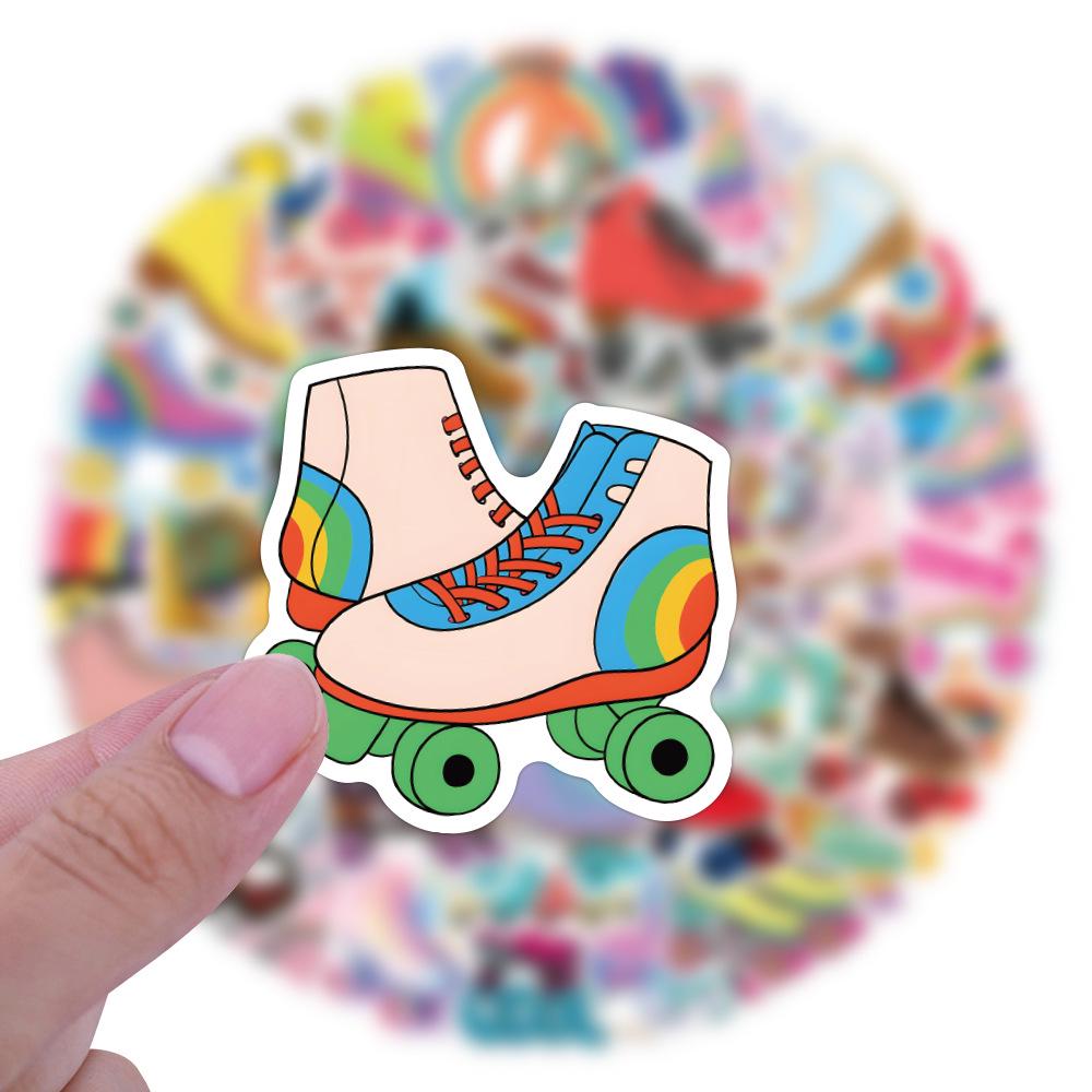 55pcs Waterproof Roller Skate Cartoon Stickers for Journals, Water Bottles, and Computers