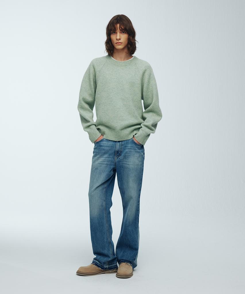 KNITTED Shaggy Dog 100% Wool Round Knit Mint
