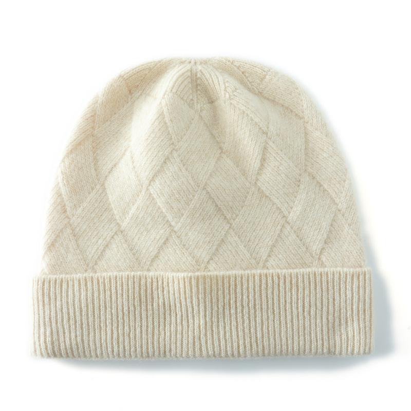 % Merino wool knitted wool hat, seat knitted, thickened thermal bag head hat, universal cold hat for men and women
