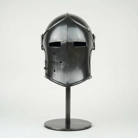 

Handmade 16 Gauge Steel Barbuta Helmet: Medieval Knight Armor