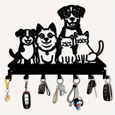 Pet Theme Key Hooks Set Wall Mounted Durable Rustproof Home Decoration