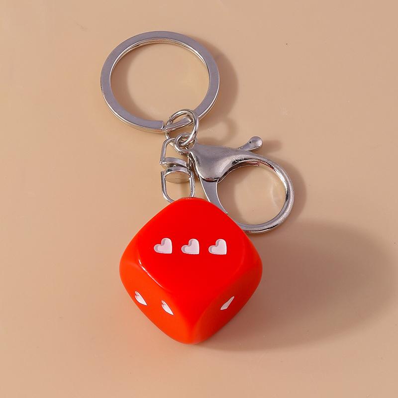 Cuet Resin Geometric Dice Keychain Keyring Pendants for Women Men Car Key Holder Handbag Pendants Charms DIY Jewelry Gifts