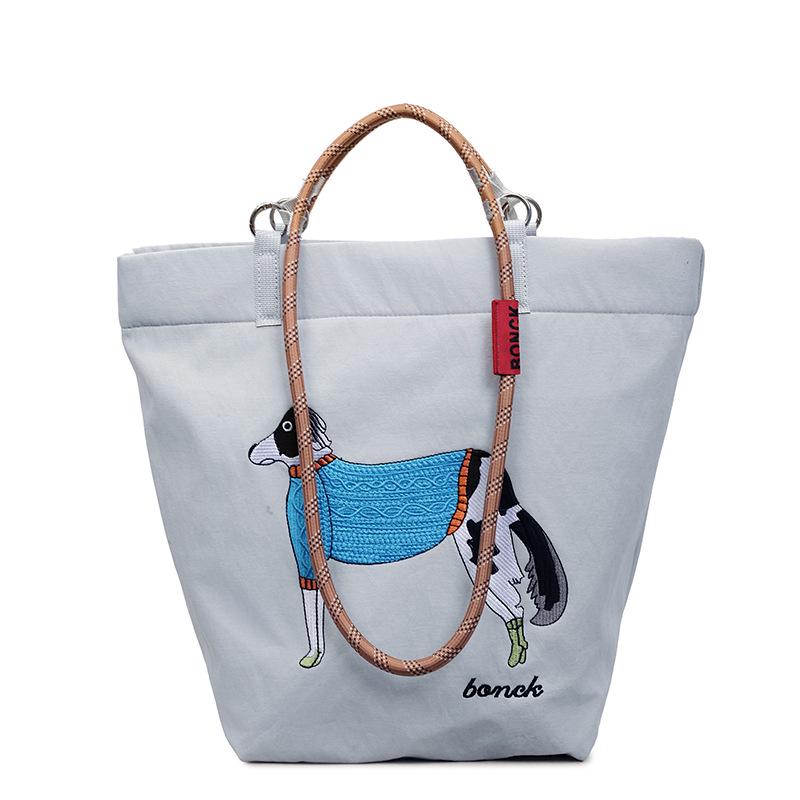 Spring Japanese Embroidered Eco-friendly Women's Shoulder Bag - Trendy, Large Capacity, Lightweight Tote