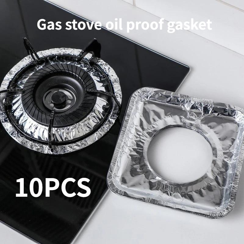 10pcs Aluminum Foil Covers Gas Stove Oil Proof Pad Protector Cleaning Pad for Kitchen Stove Top Cleaning Parts Accessories