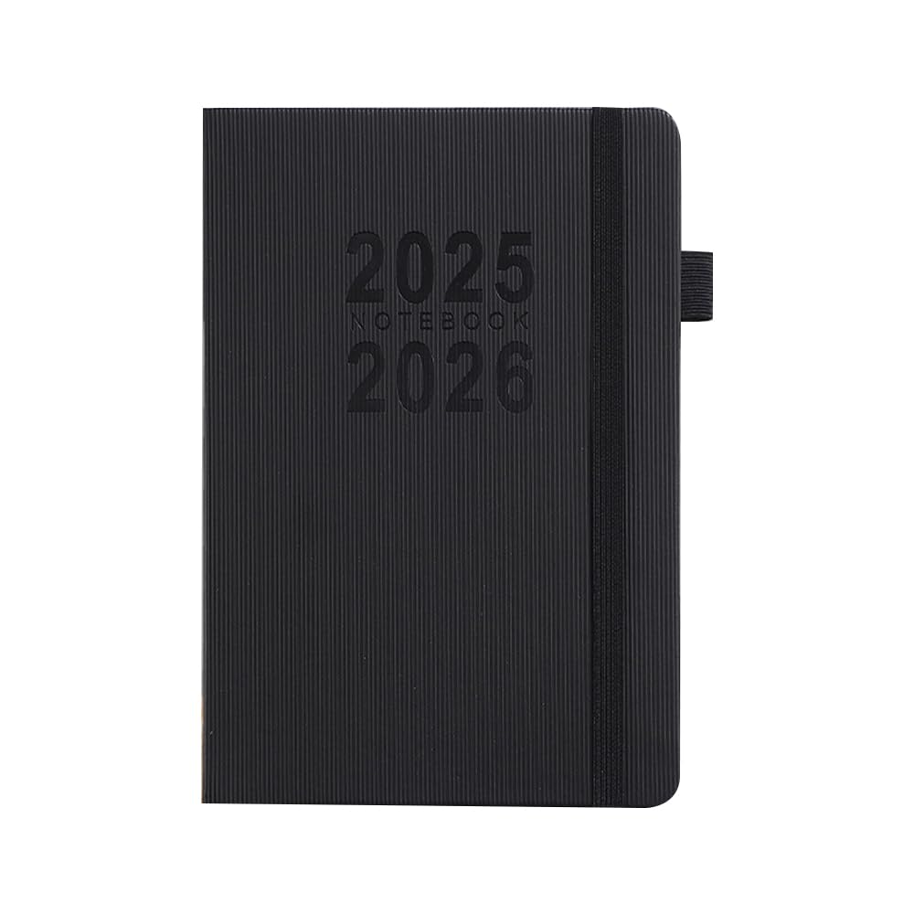 2025-2026 Планер A5 Ежедневник Система Дневник Бизнес-планер Блокнот для тайм-менеджмента Рабочий блокнот Для работы С эластичной лентой Система Английский чёрный