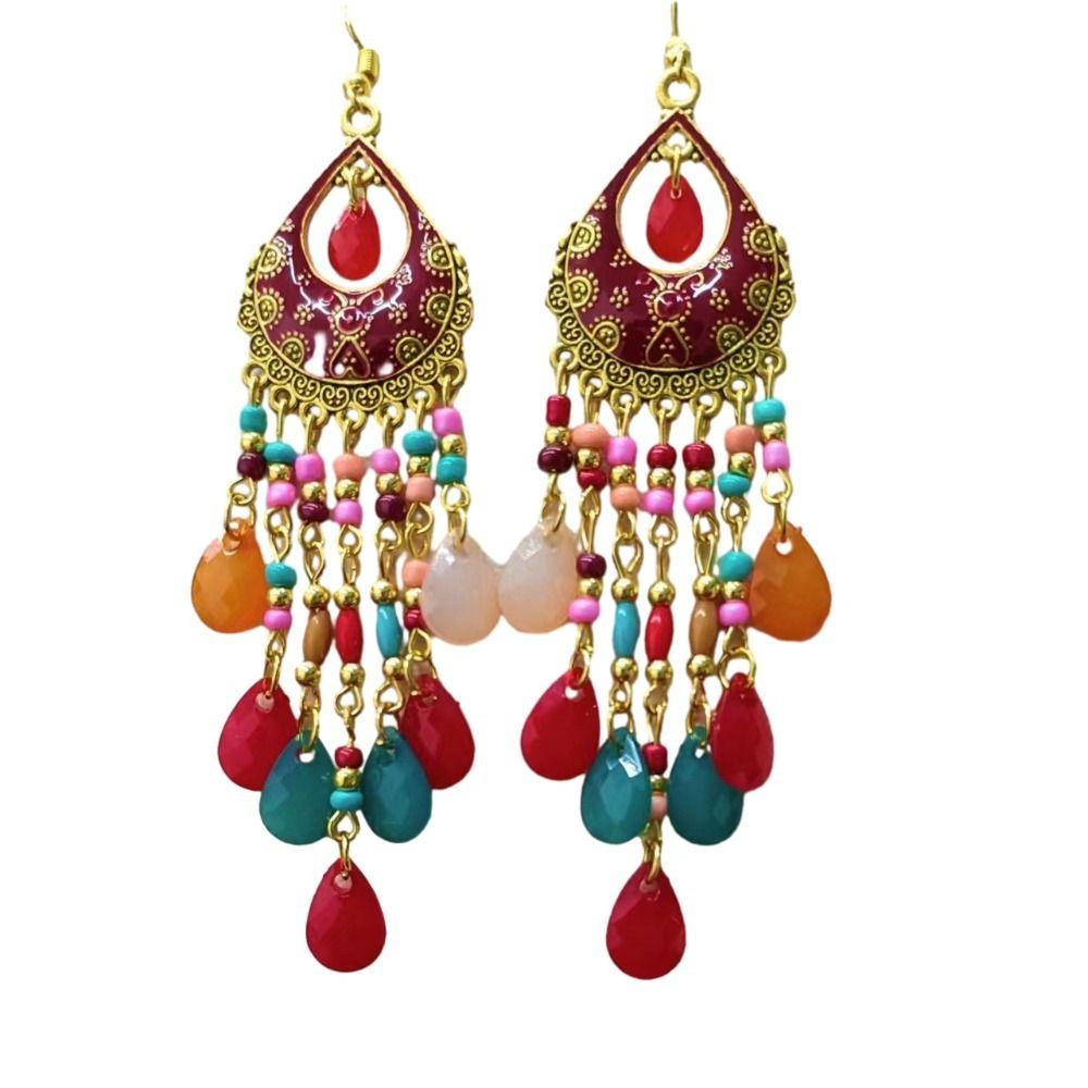 Bohemia Style Bohemian Tassel Earring Heart Shaped Hollow Earrings Ethnic Style Earring Gifts