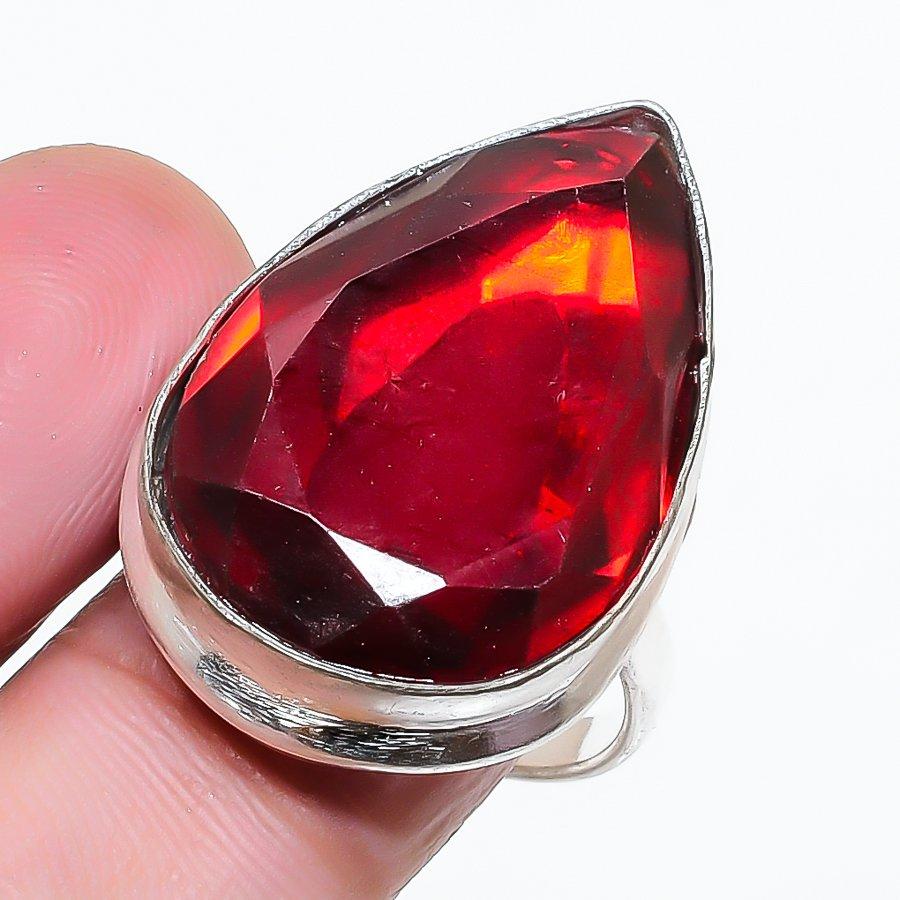 Natural Garnet Gemstone Handmade 925 Sterling Silver Jewelry Ring Size 7 AR-18245