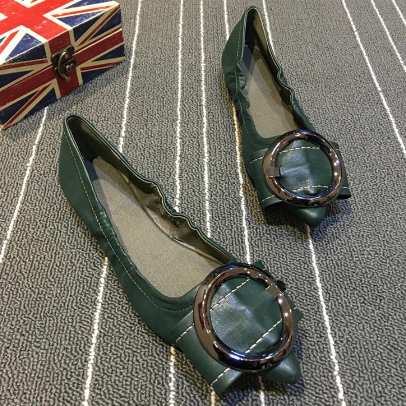 Fashion Fashion Metal Decoration Soft Sole Flat Sandals Women Sexy Pointed Toe Shallow Mouth Designer Shoes Comfort Non-slip Office Shoe