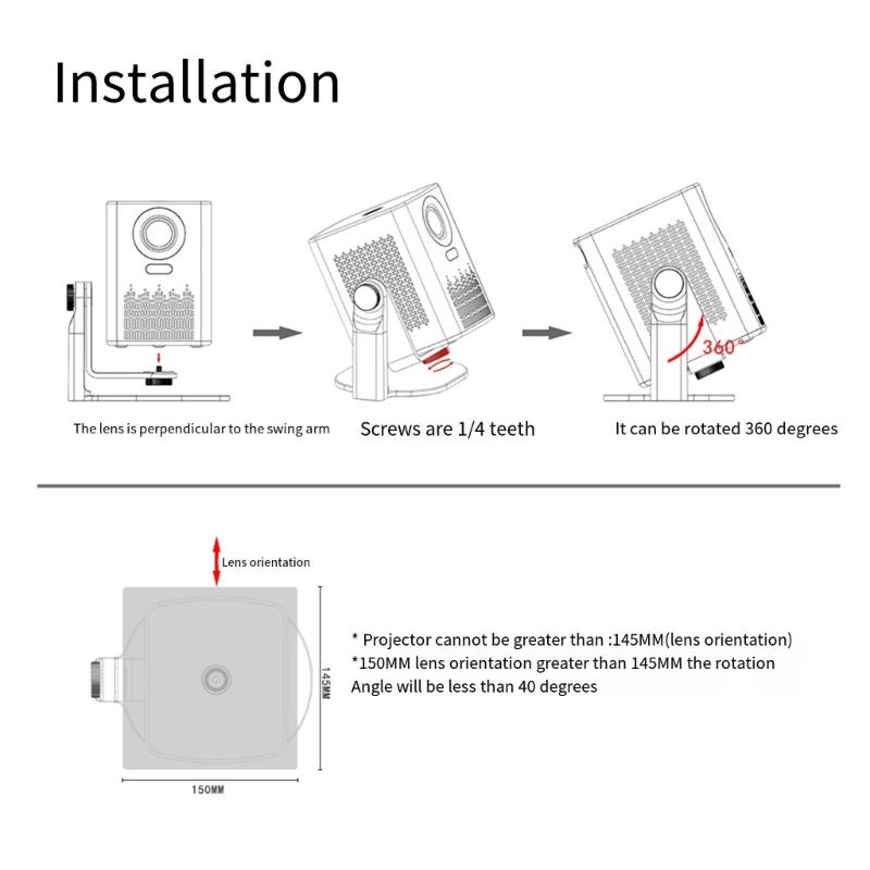 Tabletop Projector Holder Stand with 360Degree Flexible Adjustment and Metal Projector Desk Bracket Safe