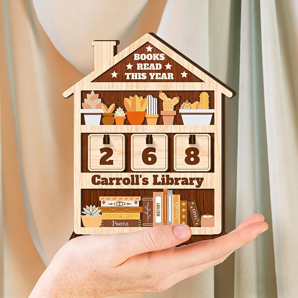 Wooden Books Read Tracker Books Read This Year Book Lovers Reading Counter House-Shaped Gift Reading Tracker Signage