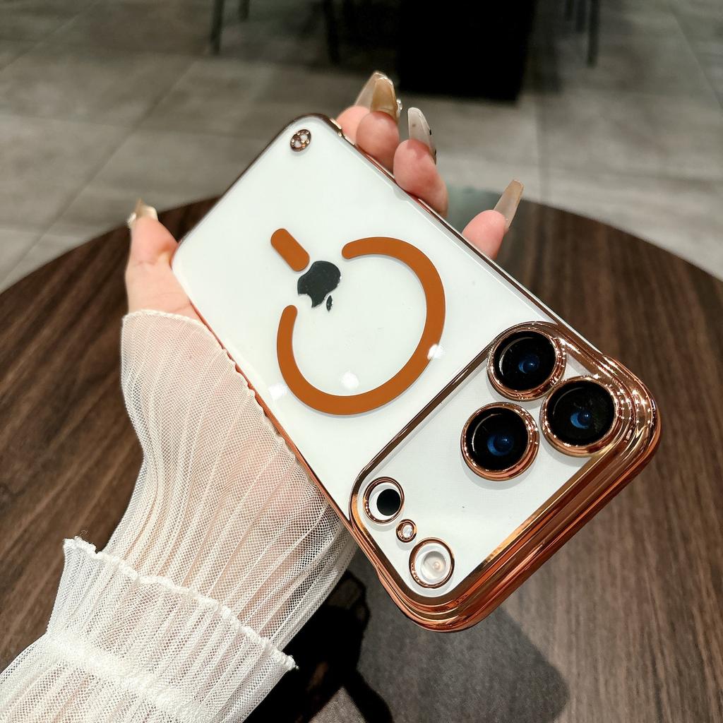 Applicable To Apple 17 ProMax Frameless Magnetic Suction Phone Case Electroplated Iphone16 Transparent Anti Fall 15 Protective Case