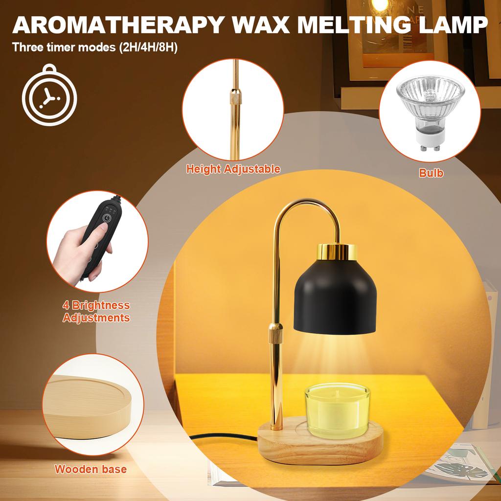 Candle Warmer Lamp Electric Wax Melter Lamp Adjustable Height Brightness Wax Warmer Ambience Light Timable Candle Lamps for Home