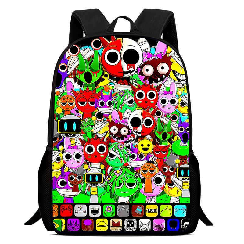 Rhythm Box Sprunki Spel Anime Rugzak Student Schooltas Computer Tas