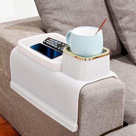 Couch Cup Holder, Silicone Anti-Spill and Anti-Slip Cup Holder for Couch, Portable Sofa Armrest Tray Couch Drink Holder, Gift for Mom, Dad, Grandma, бежевый