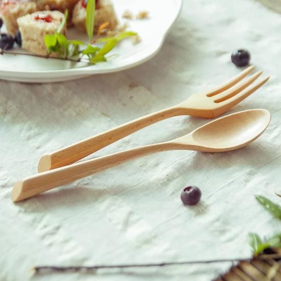 Wooden Spoon Practical Retro Fine Workmanship Japanese Style Anti-slip Fork Cutlery