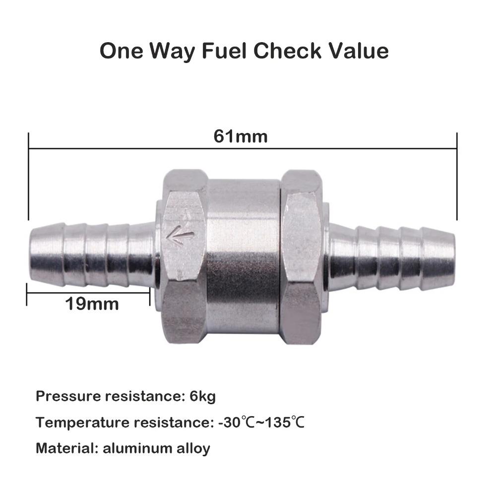 8/10mm Hose Car High Temperature Resistant Check Valve Gasoline Diesel Fuel Check Valve Aluminum Alloy One-way Check Valve