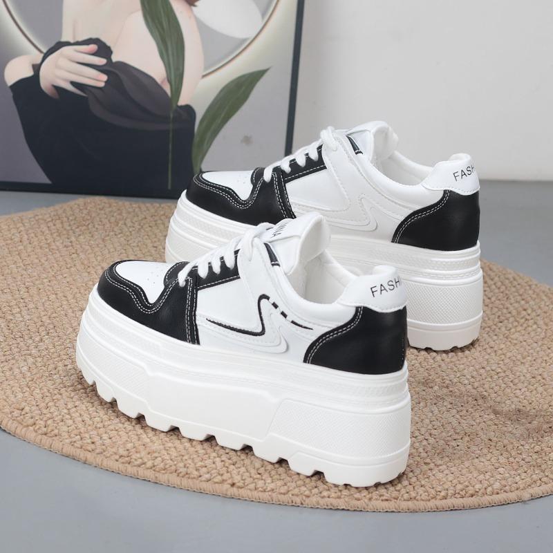 Moda 8CM mulheres Plataforma Cunha Tênis Chunky Couro Genuíno Mulheres Sapatos de Verão Primavera Outono Tênis de Caminhada Vulcanizado Moda