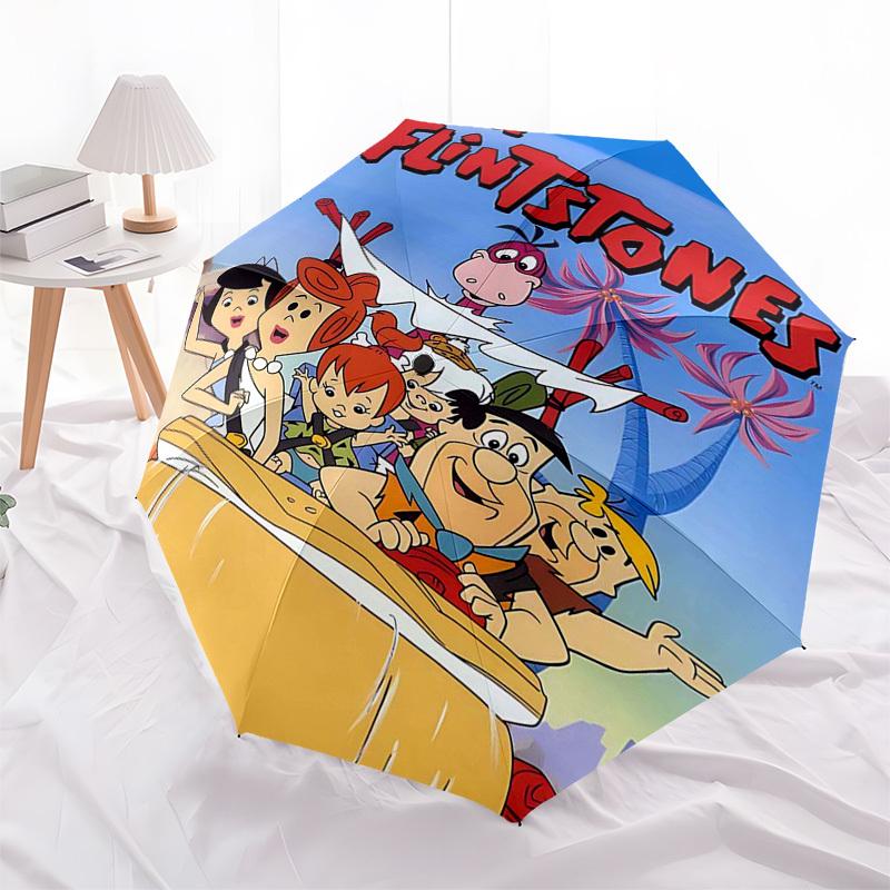 1pc Flintstones Outdoor Umbrella - Automatic Opening/Closing, Portable 3-Fold Design with Iron Frame - Ideal Gift for Fans, Travelers, Daily Use.N068
