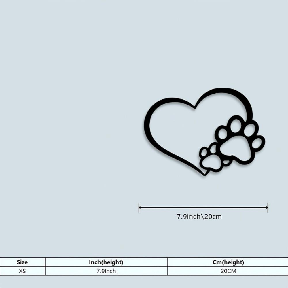 Vintage Iron Wall Art Heart Paw Print Metal Sculpture Pet Lover Shadow Decor Rustproof Minimalist Ornament for Living Room Bedroom Farmhouse Easy Hang