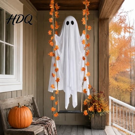 Indoor Outdoor Holiday Party Supplies Hanging Swinging Ghost Halloween Decoration for Garden Yard Weighted Fabric Flying