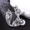 Blucome Cute Animal Fox Brooch Imitation Brooches Pin Copper Jewelry For Women Clothes Shirt Coat Scarf Accessories