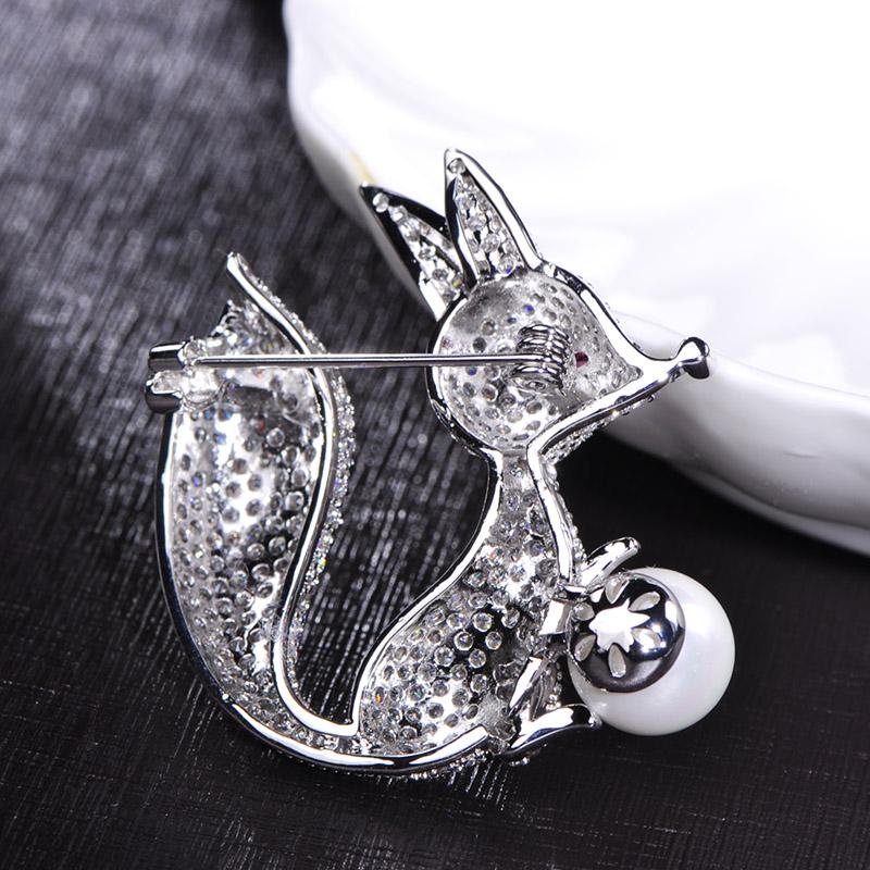 Blucome Cute Animal Fox Brooch Imitation Brooches Pin Copper Jewelry For Women Clothes Shirt Coat Scarf Accessories