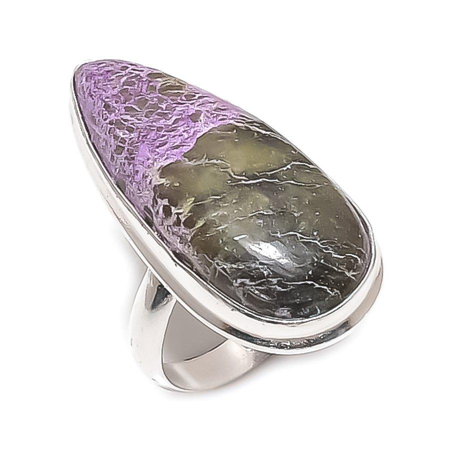 Purpurite Gemstone Handmade 925 Sterling Silver Jewelry Ring Size 8 j1h74