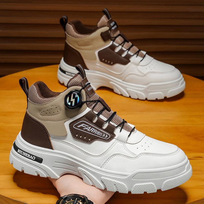 High-top Men's Shoes Autumn Casual Board Shoes Youth Knob Soft-soled Sports Martin Boots Daily Casual Men's Shoes