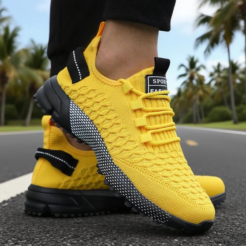 Men's Casual Running Shoe Fashionable Lightweight Fitness Breathable Sneakers Anti Slip Lace Up Quick Drying Summer Tennis Shoes
