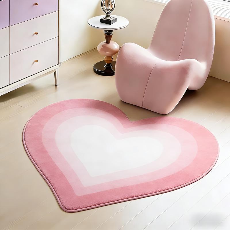 Heart Shape Living Room Decoration Carpet Thick Plush Lounge Floor Mat Fluffy Soft Cloakroom Rug Gradient Color Rugs for Bedroom