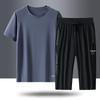Men's Quick-Dry Ice Silk Summer Suit - Short Sleeve Top & Multi-Length Sports Pants