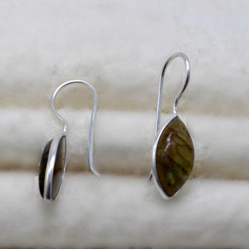 Labradorite 925 Sterling Silver Drop Earrings, Gemstone Handmade Dangle Earrings