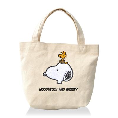 Hapitas Snoopy Canvas Mini Tote Bag 6077 PN153.Natural Snoopy & Wood